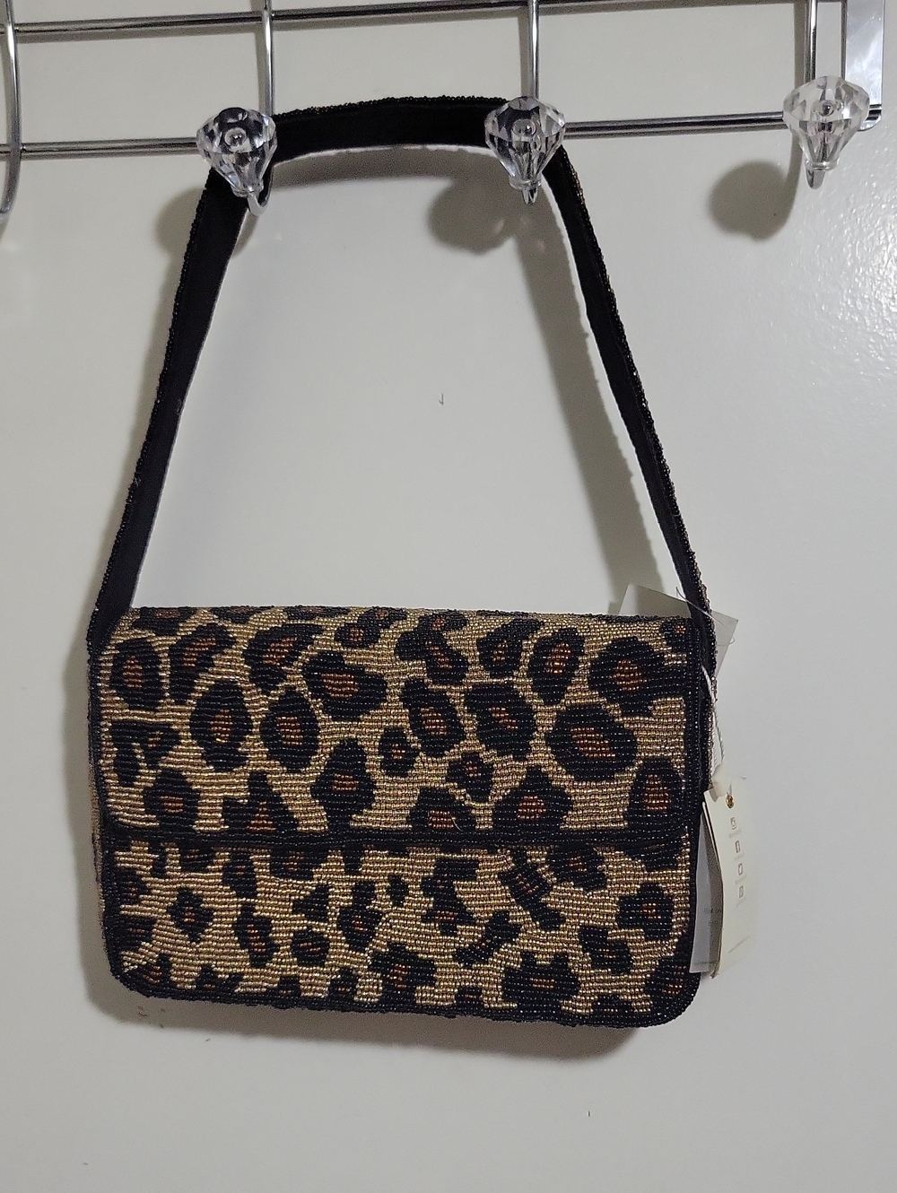 Antik Kraft Leopard Beaded Crossbody Bag - Brown/Black